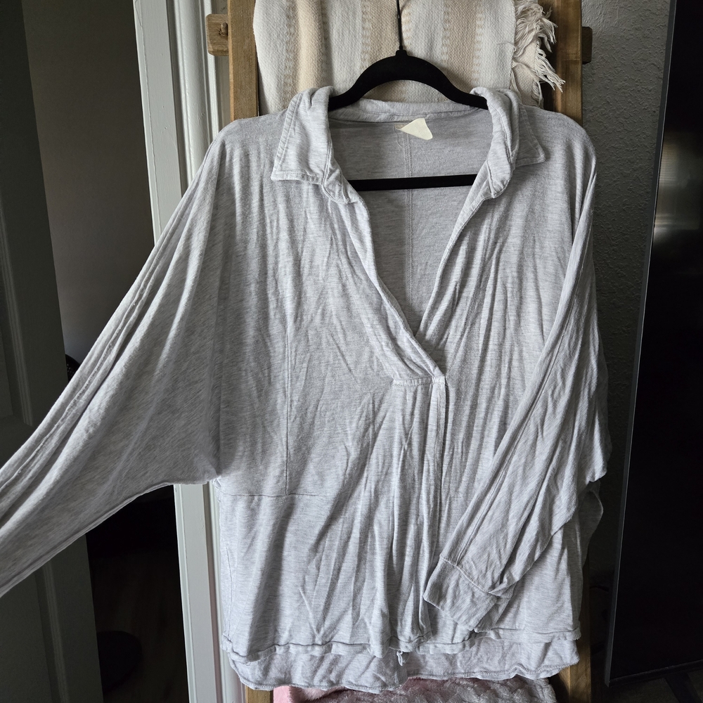 We The Free Light Gray  Relaxed Top